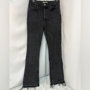 We The Free Black Button Up Denim Jeans raw hem waist 29